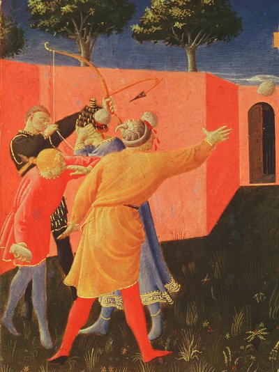 The Crucifixion and Stoning of SS. Cosmas and Damian, (detail) by Fra Angelico